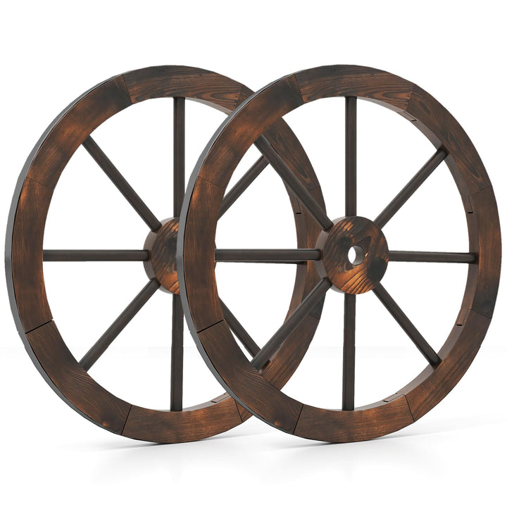 Giantex 24-Inch Wagon Wheels 2/4 Pieces Carbonized Solid Fir Wood