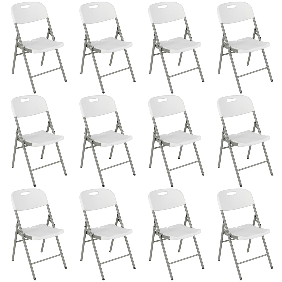 Giantex 4/8/12-Pack Plastic Folding Chairs, HDPE Waiting Room Chairs w/Metal Frame
