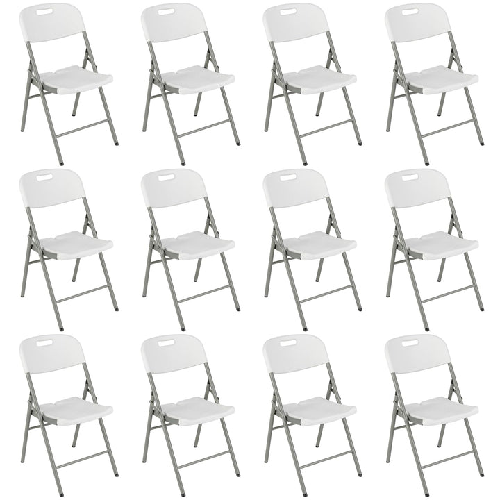 Giantex 4/8/12-Pack Plastic Folding Chairs, HDPE Waiting Room Chairs w/Metal Frame