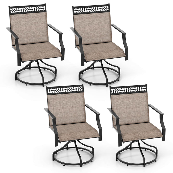 Giantex Swivel Outdoor Chairs, Patio Dining Chairs, Round Steel Base