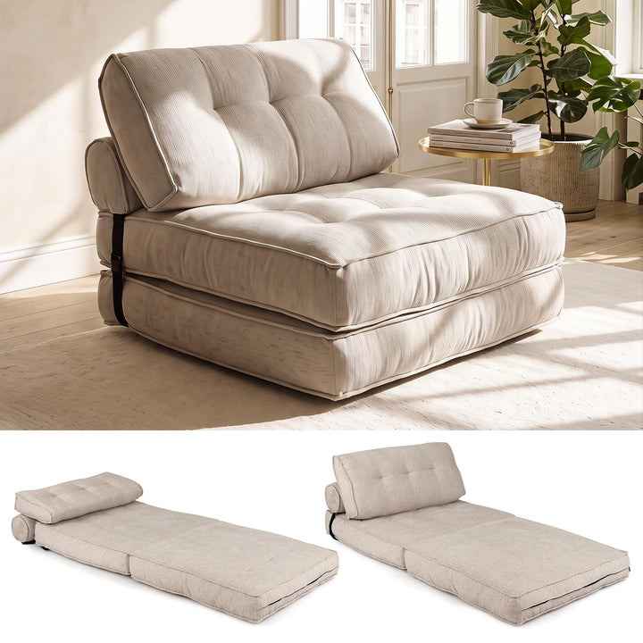Giantex 3-in-1 Folding Sofa Bed with Bolster &amp; Pillow