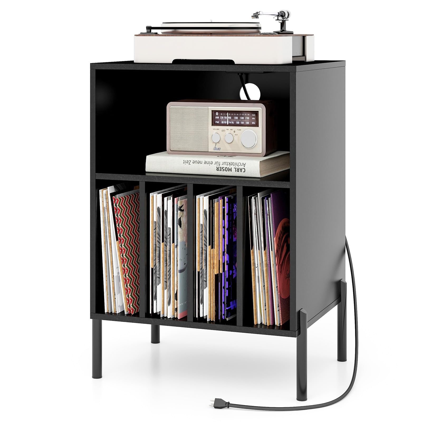 Giantex Record Player Stand with Charging Station