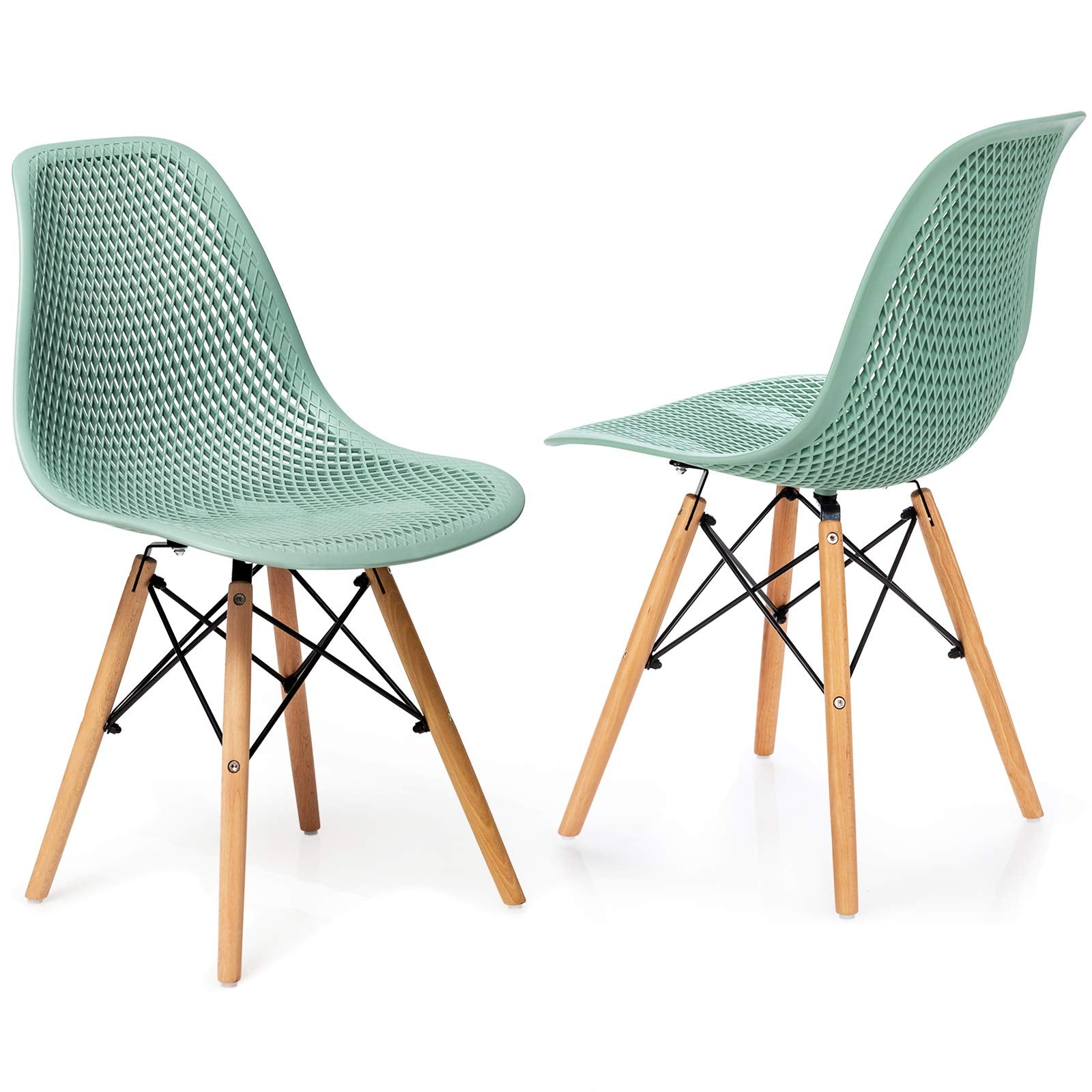 Giantex Set of 2 or 4 Modern Dining Chairs, Shell PP Lounge Side Chairs w/ Mesh Design