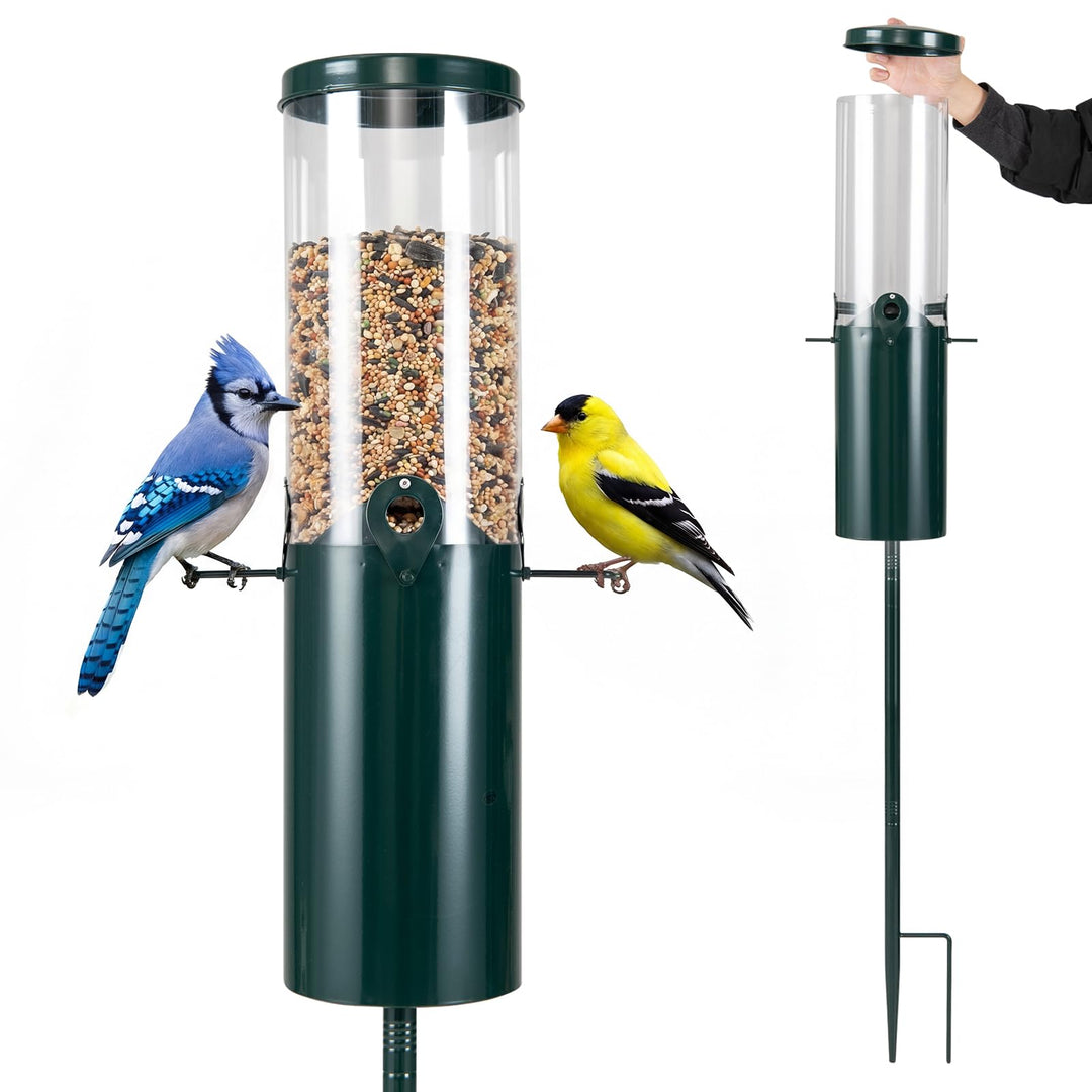 Giantex 10 LBS Large Capacity Squirrel Proof Bird Feeder with Pole Mount and Baffle