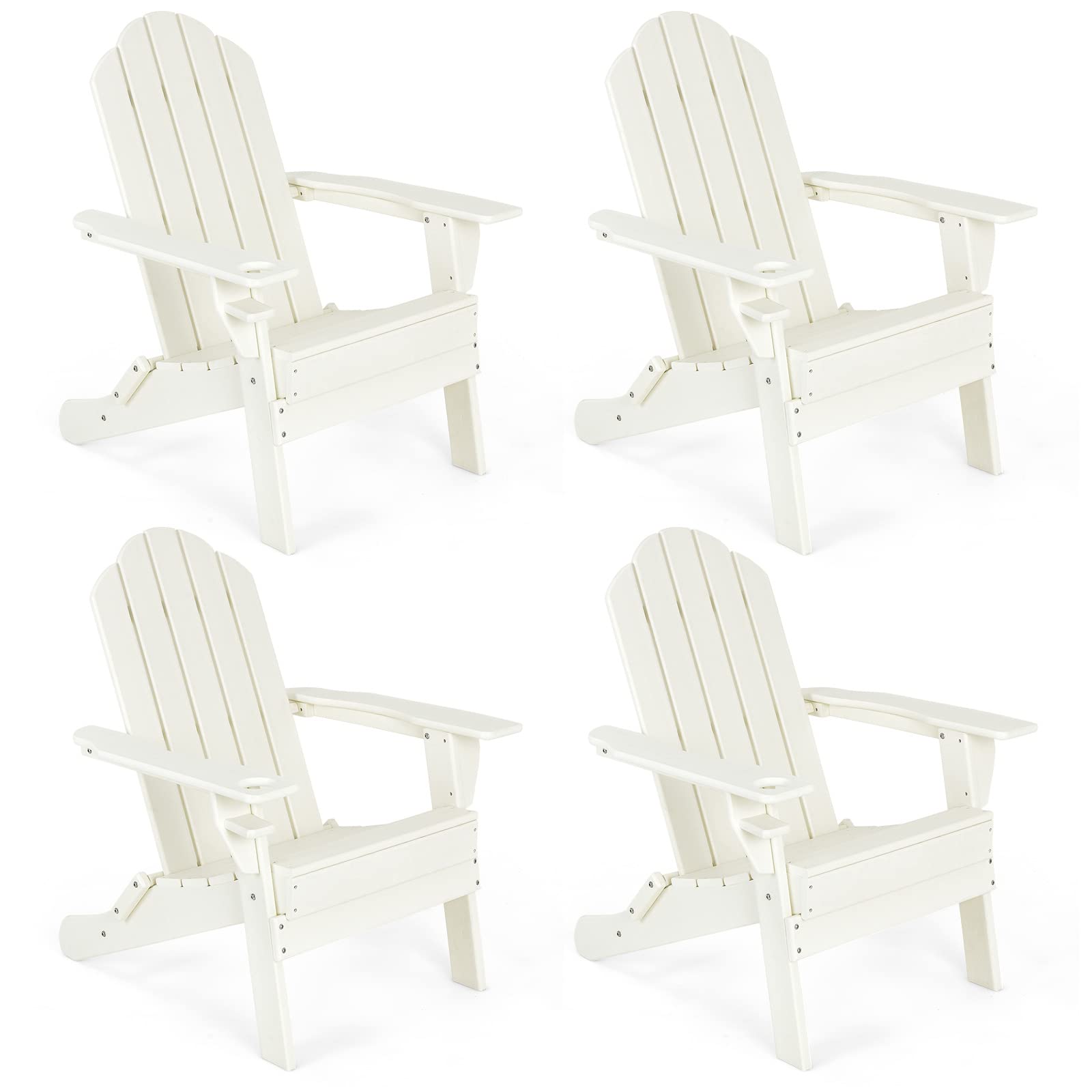 Adirondack Chair with Cup Holder, Outdoor Patio Weather Resistant Chair