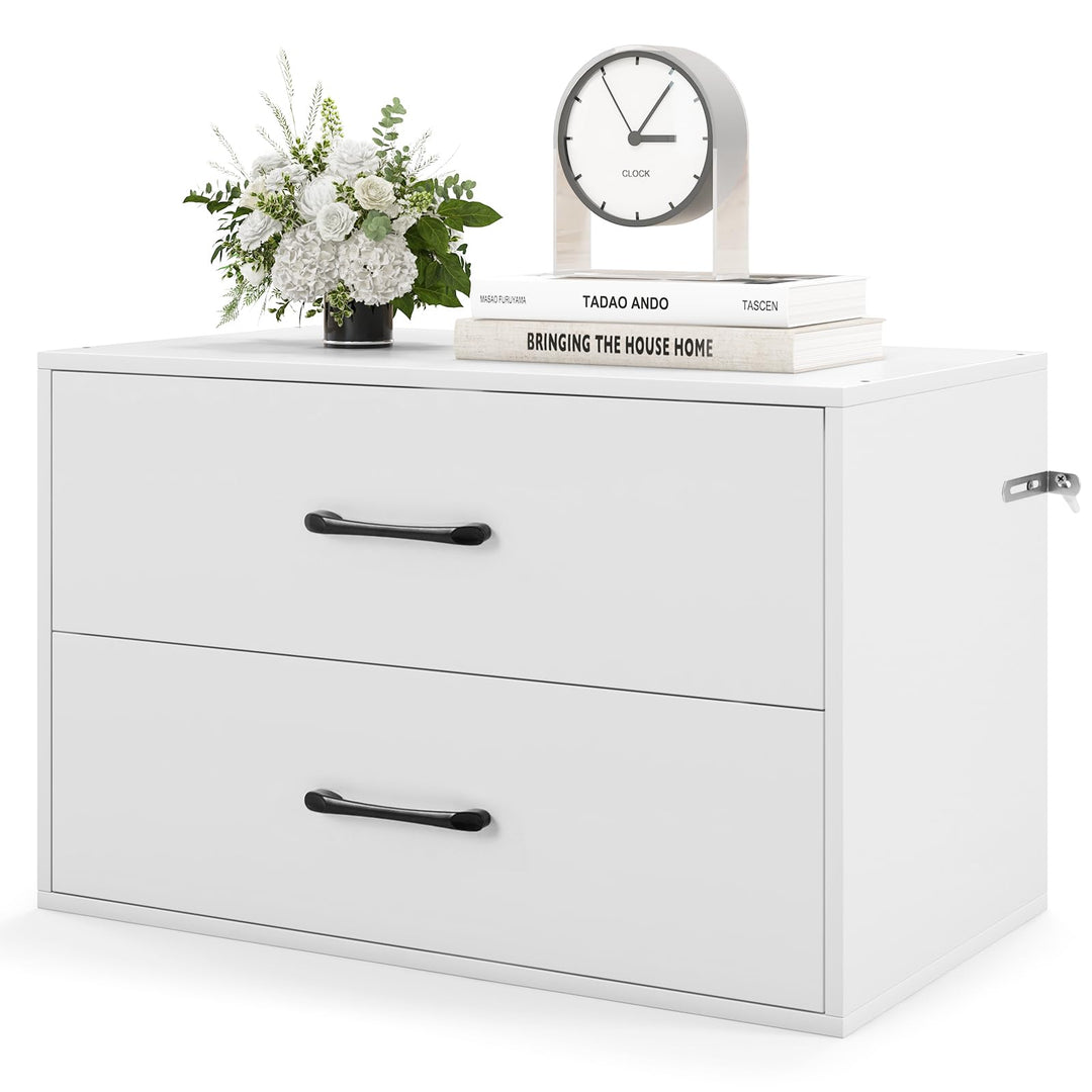 Giantex Dressers Stackable 2 Drawer Horiztonal Organizer W/Handles Dresser Tower, White