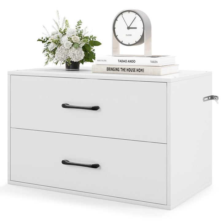 Giantex Dressers Stackable 2 Drawer Horiztonal Organizer W/Handles Dresser Tower, White