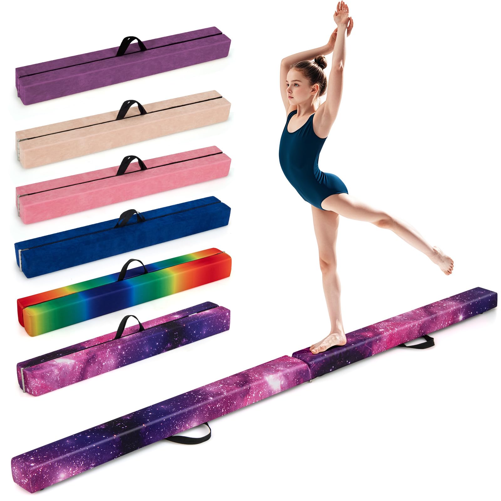 Giantex 8FT Balance Beam, Folding Gymnastics Beam w/Carry Handles