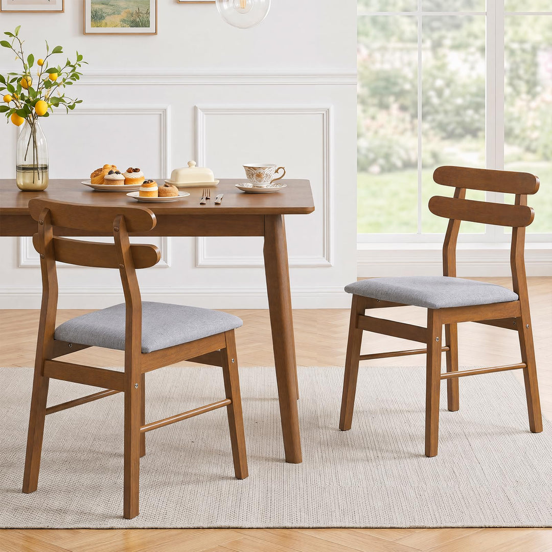 GIANTEX Upholstered Wooden Dining Chairs Set of 2/4 with Padded Seat