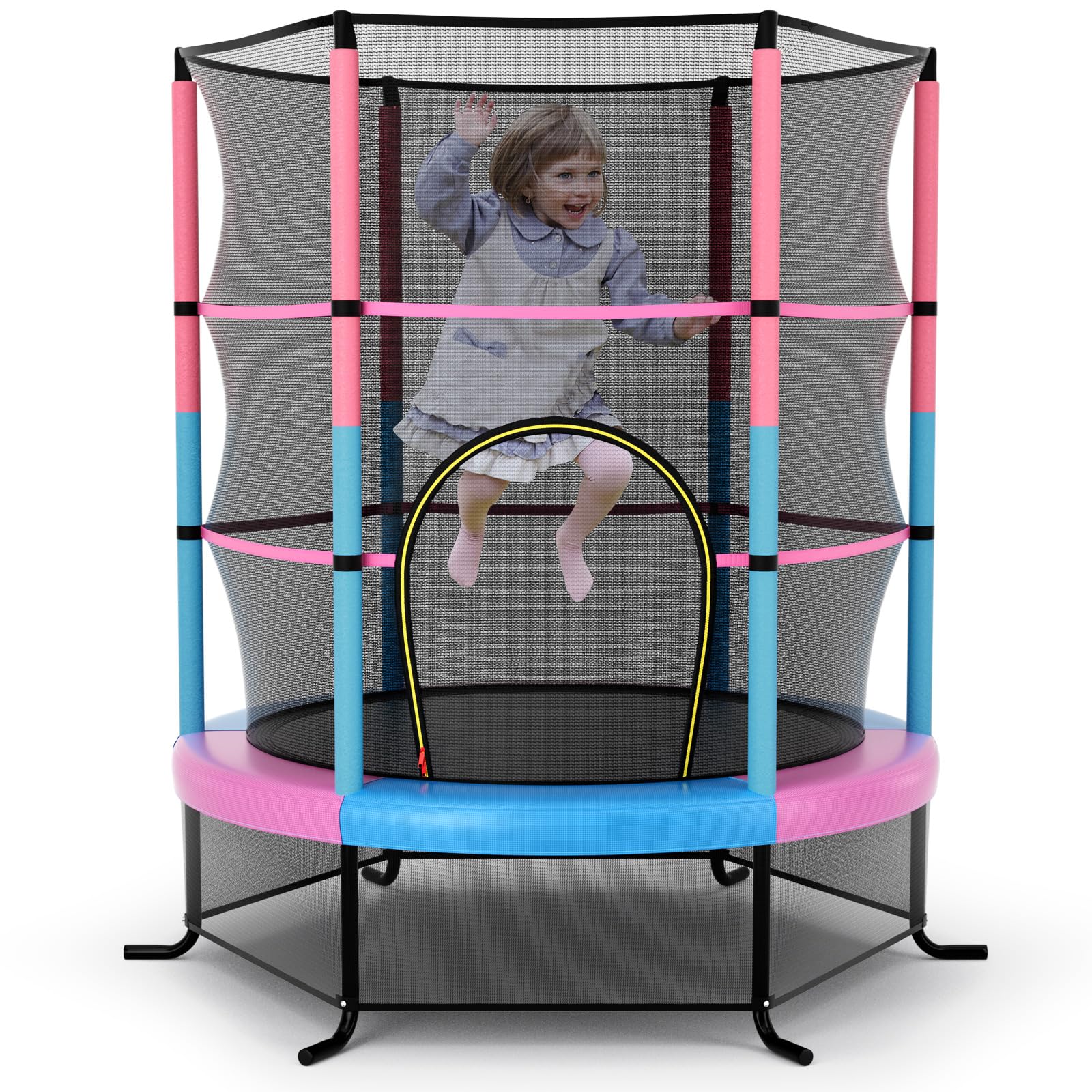 55" Kids Trampoline with Safety Enclosure Net