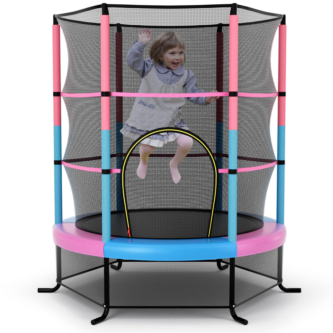 55" Kids Trampoline with Safety Enclosure Net