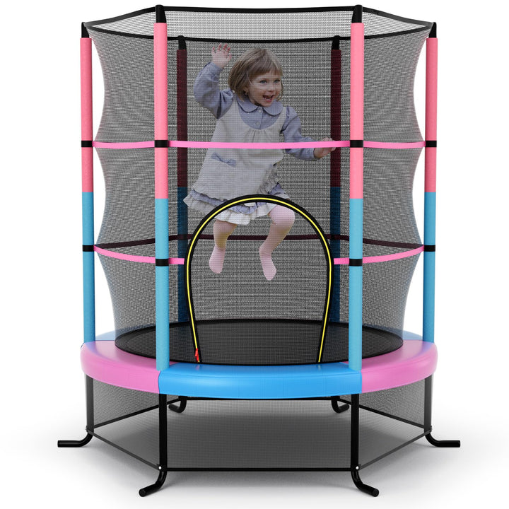 55" Kids Trampoline with Safety Enclosure Net