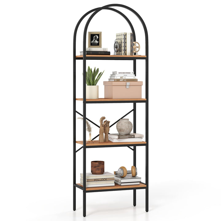 GIANTEX 4-Tier Arched Bookshelf with Metal Frame for Living Room