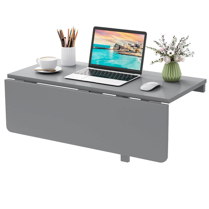 Giantex Wall Mounted Folding Table, 31.5" x 23.5" Wood Murphy Desk Drop-Leaf Table