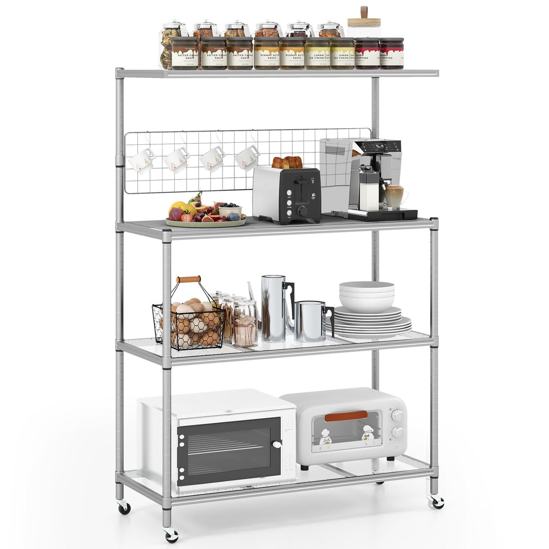 Giantex 4-Tier Microwave Stand, Microwave Cart with Adjustable Shelves