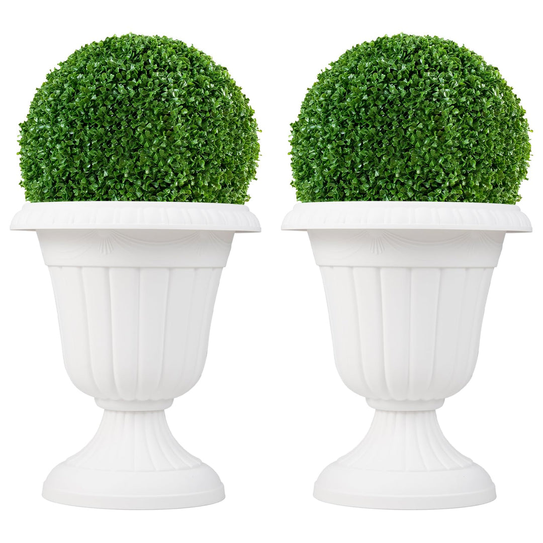 Giantex 18" Tall Urn Plastic Flower Pots with Pedestal Base & Pre-Marked Drain Hole
