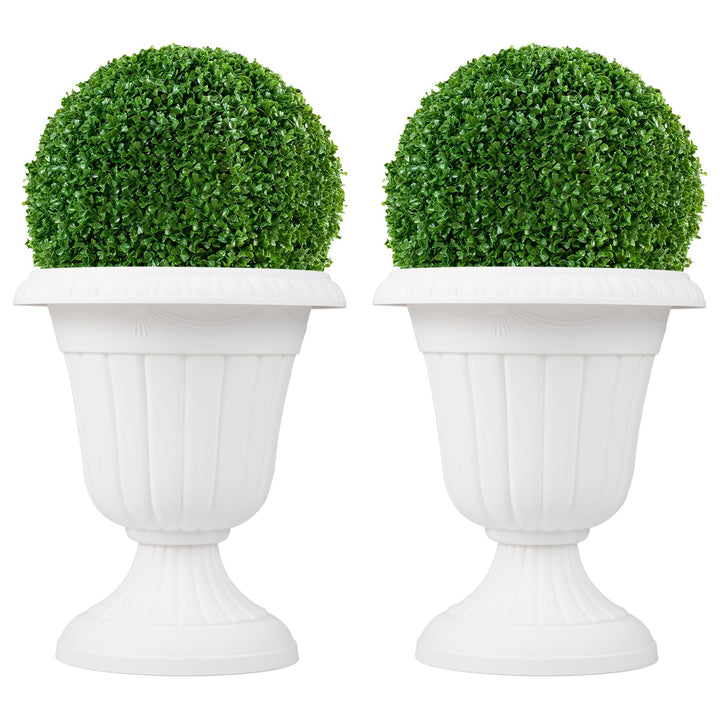 Giantex 18" Tall Urn Plastic Flower Pots with Pedestal Base & Pre-Marked Drain Hole