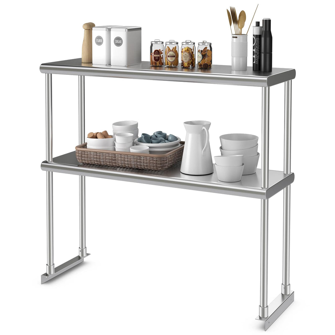 Giantex 48 Inch Stainless Steel Overshelf with Adjustable Lower Shelf