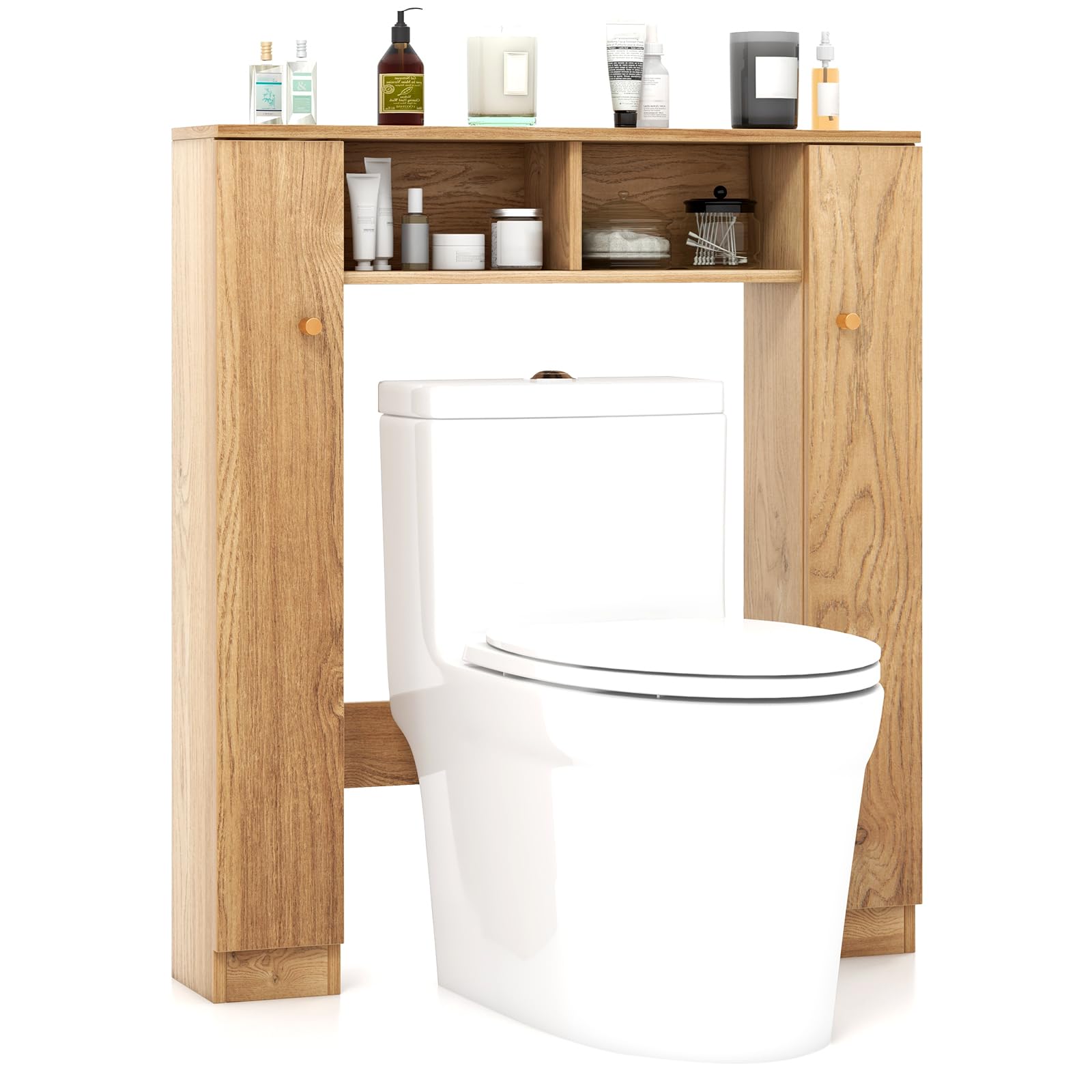 Giantex Over The Toilet Storage Cabinet, Double Door Freestanding Bathroom Organizer