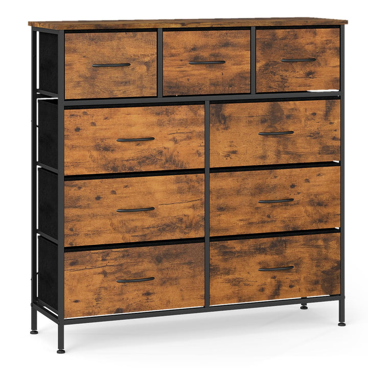 Giantex 9-Drawer Tall Fabric Storage Organizer Chest with Wooden Top &amp; Sturdy Metal Frame