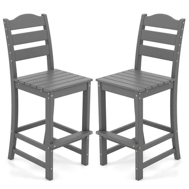 Giantex Outdoor HDPE Bar Stool, Patio Tall Bar Chair with Backrest and Footrest, 30 Inches Counter Height Barstools