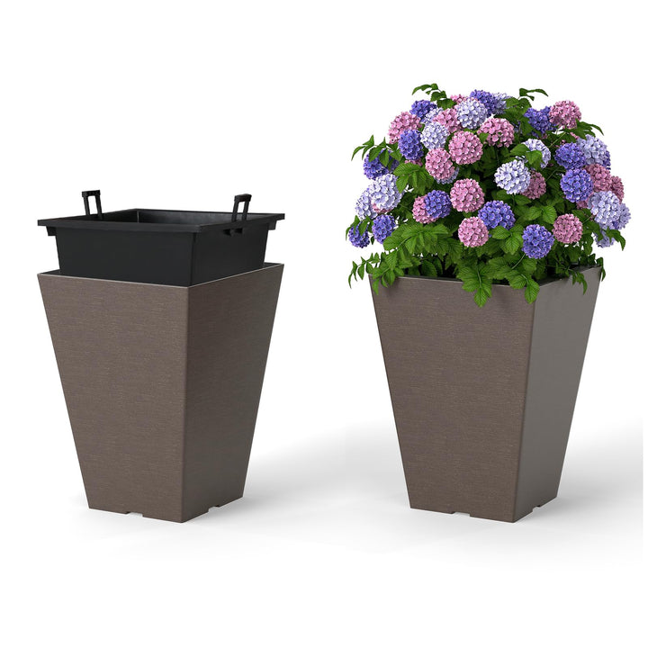 Giantex Self-Watering Flower Pots withith Removable Inner Bucket & Drainage Holes