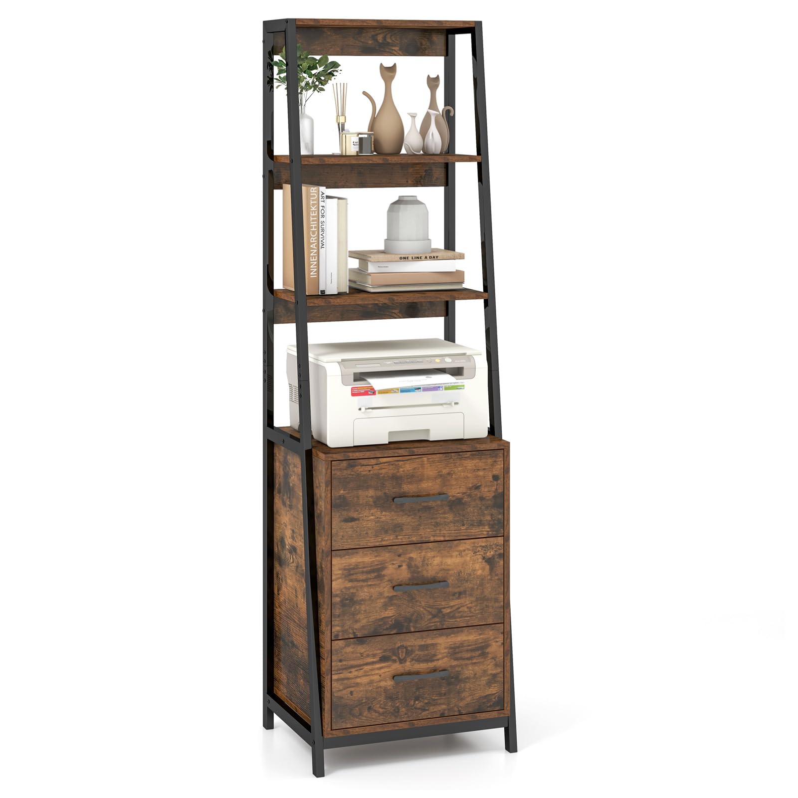 Giantex Ladder Bookshelf with Drawers
