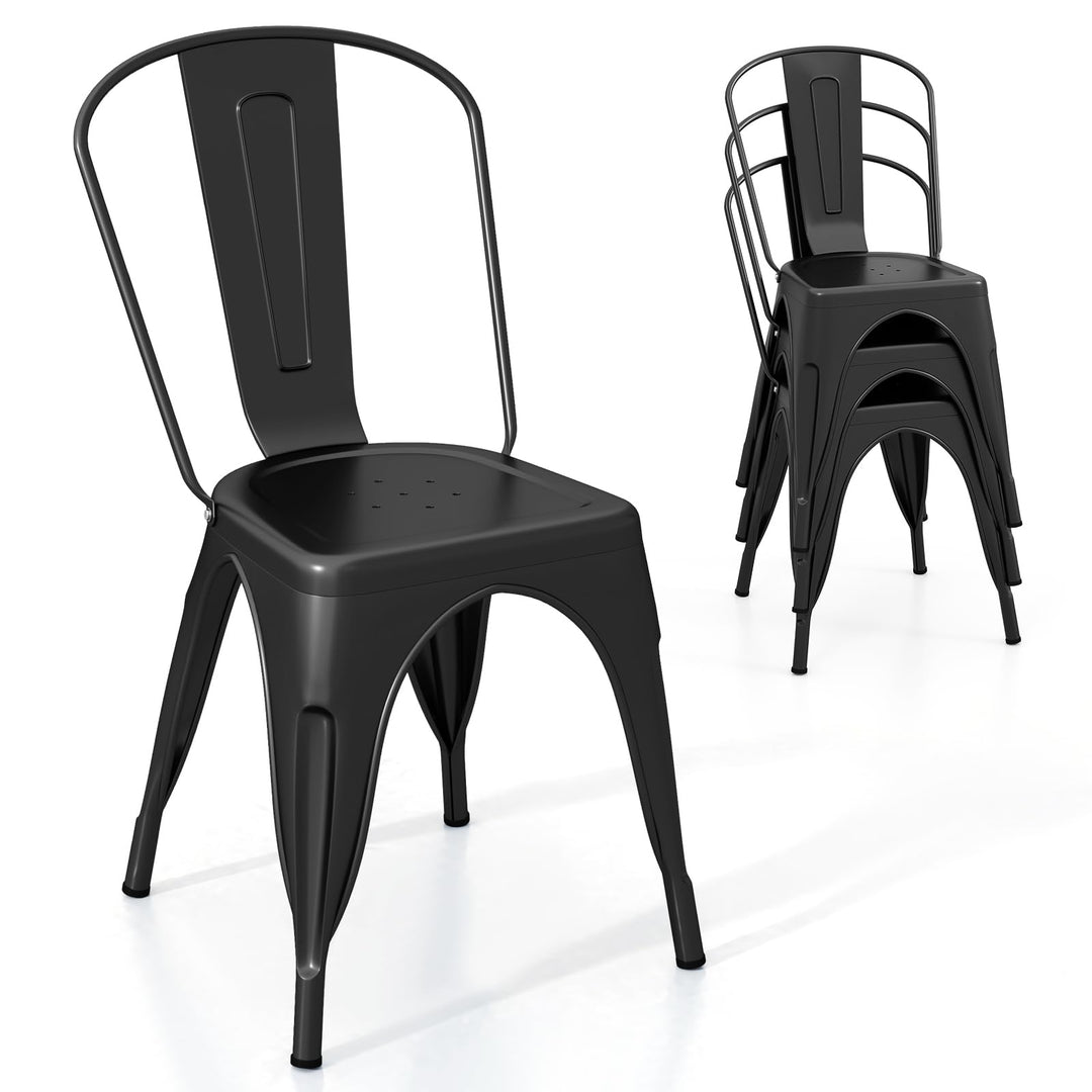 Giantex Metal Dining Chairs Set of 4, Farmhouse Kitchen Chairs with Removable Backrest