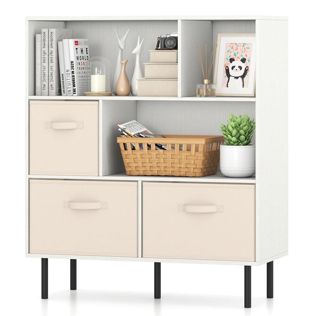Giantex 6-Cube Bookshelf 3-Tier White Bookcase
