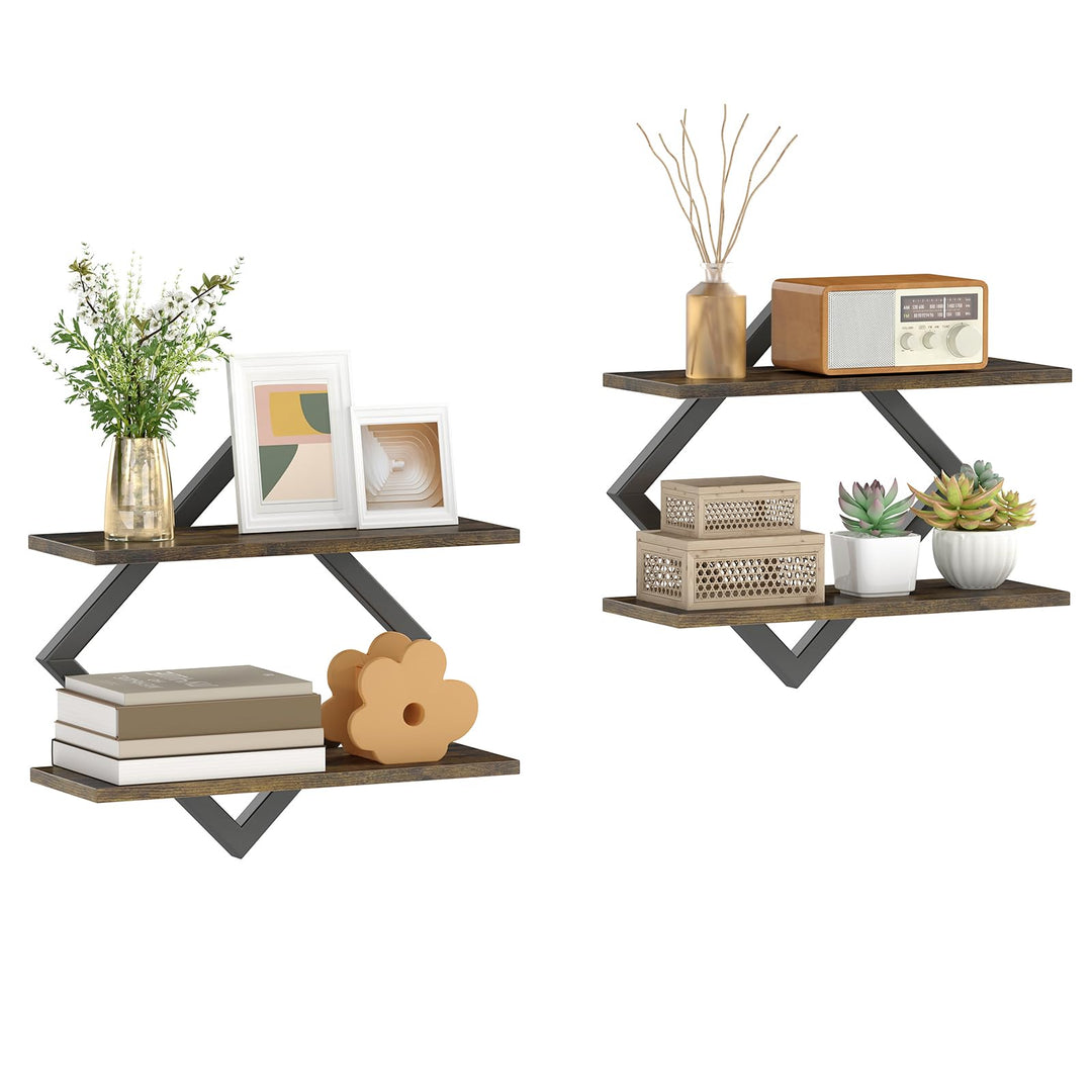 GIANTEX 2-Pack Diamond Shaped Floating Shelves for Wall