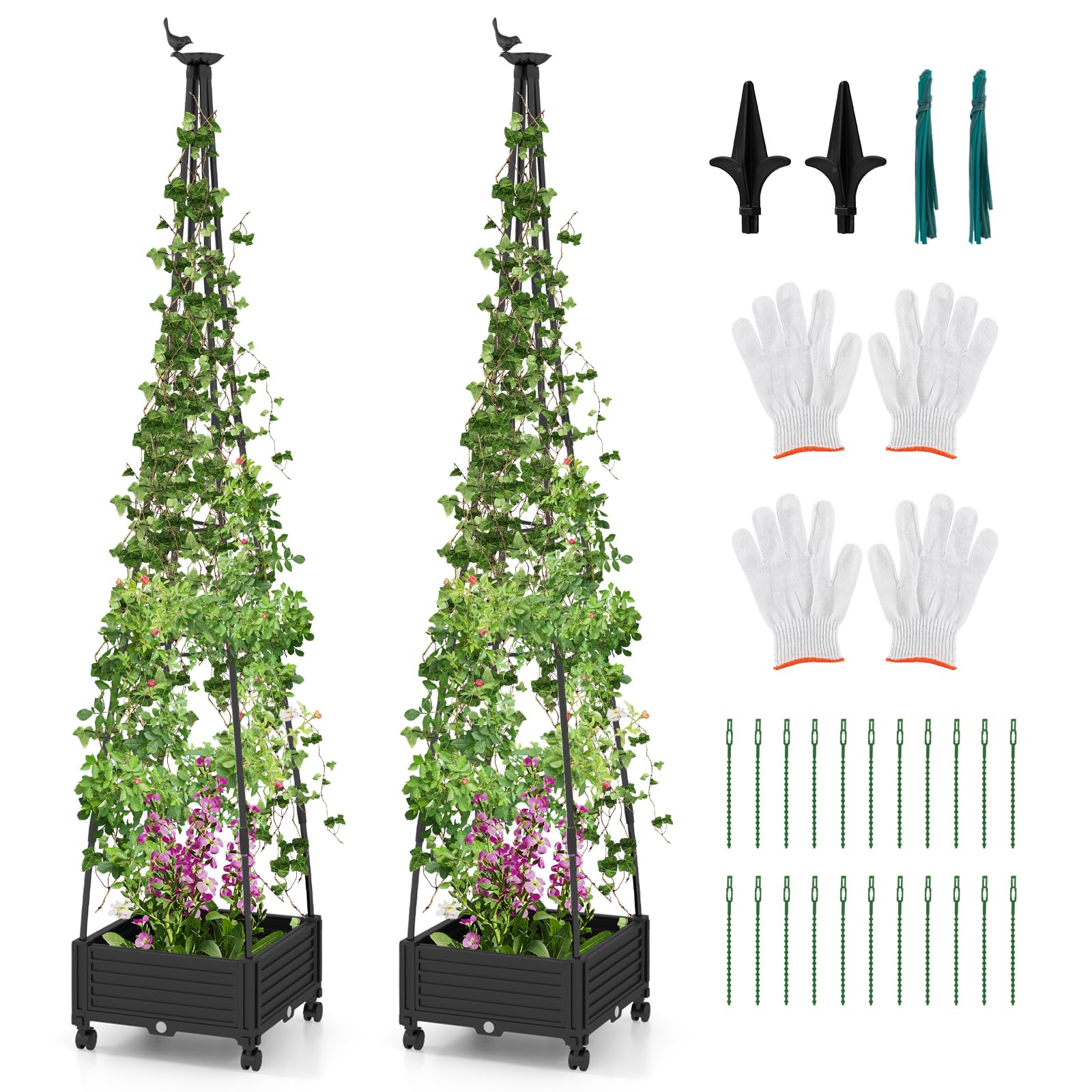 Giantex Rolling Raised Garden Bed with Climbing Trellis