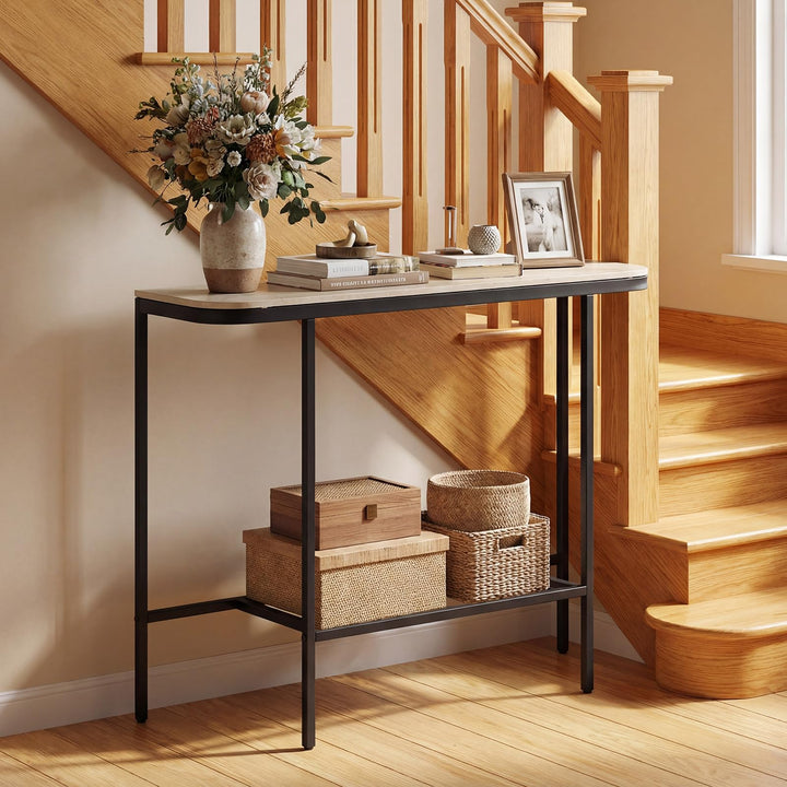 Giantex Farmhouse 44" Entryway Table with Faux Marble Tabletop &amp; Heavy-Duty Metal Frame