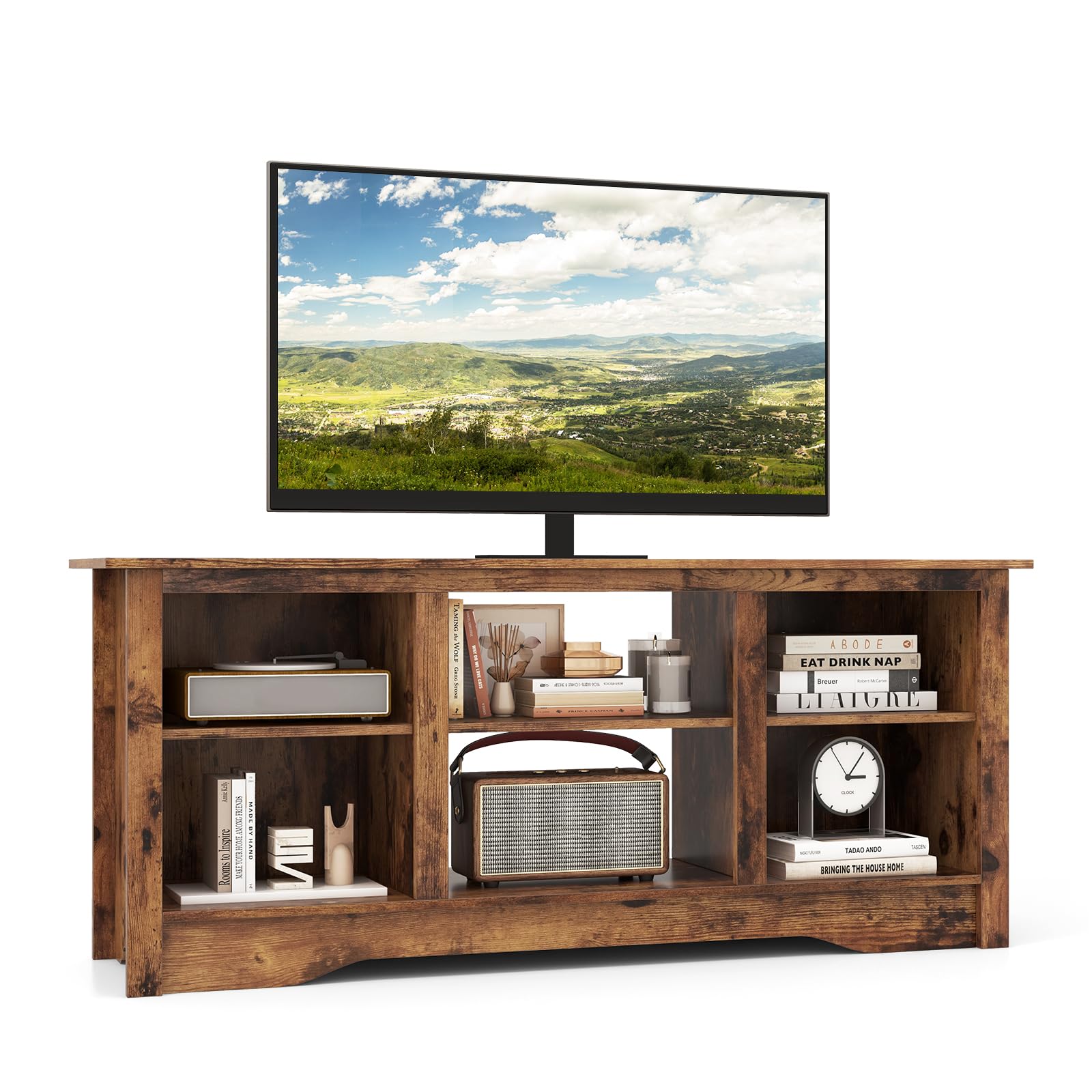 Giantex 58" TV Stand for Living Room 65" TV - Fireplace TV Cabinet for 18" Electric Fireplace (Not Included)