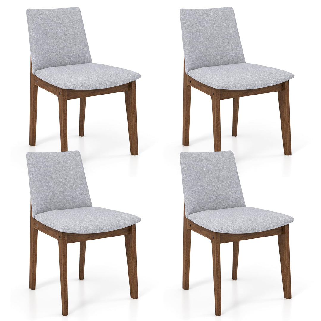 Giantex Upholstered Dining Chairs Set of 2/4, Linen Fabric Wooden Kitchen Chairs w/Rubber Wood Frame