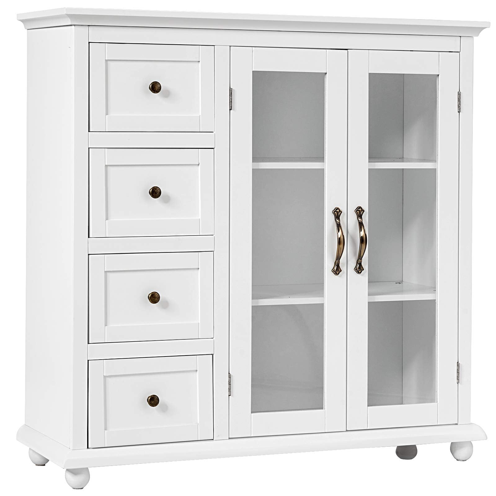 Giantex Buffet Sideboard with Storage - Kitchen Pantry Cabinet with 2 Doors, 4 Drawers, Adjustable Shelf