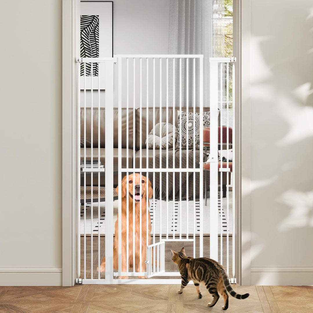 Giantex 59” Extra Tall Pet Gate Heavy-Duty Metal Cat Gate with Wide Opening