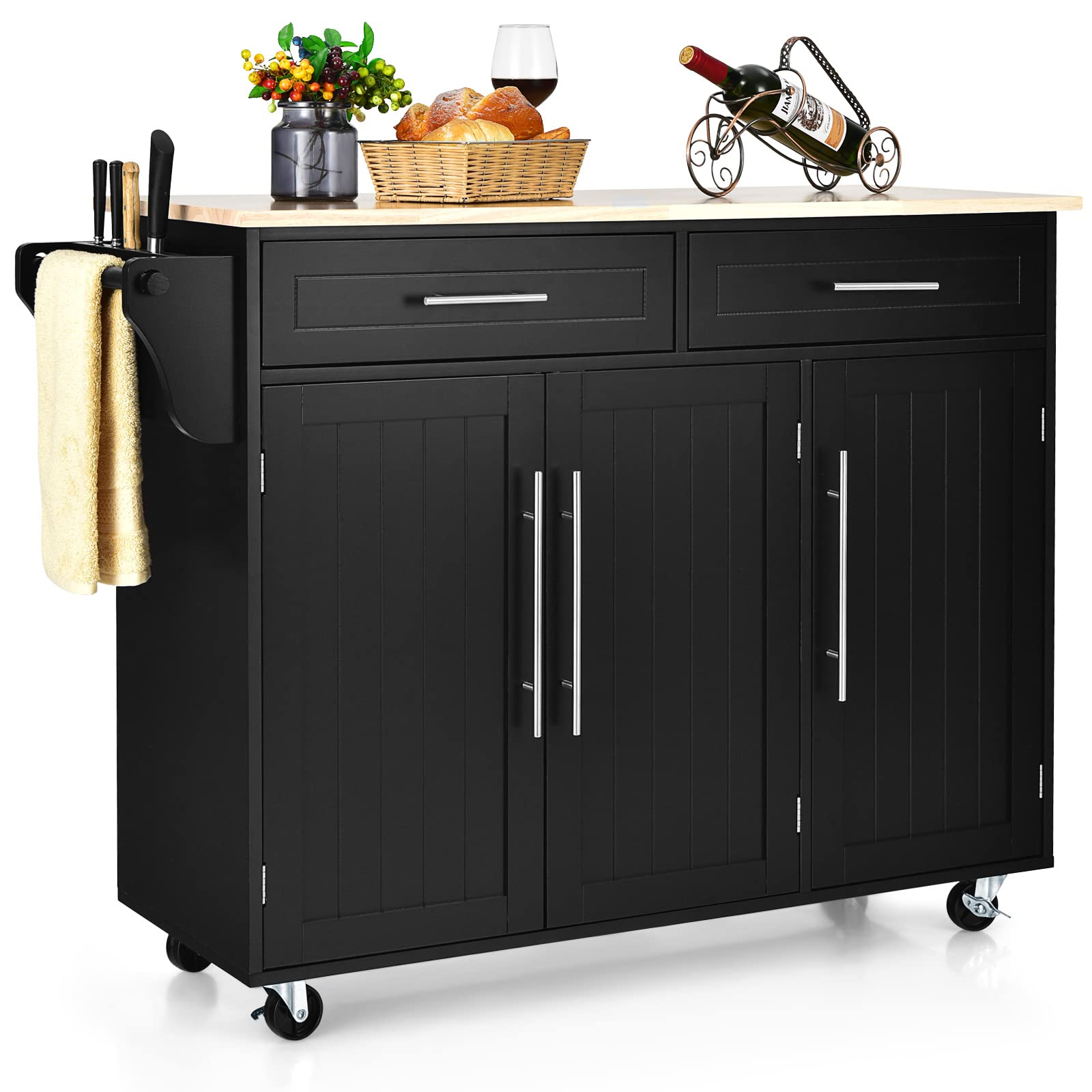 Giantex Kitchen Island Cart , 2 Drawers, 3 Door Cabinet