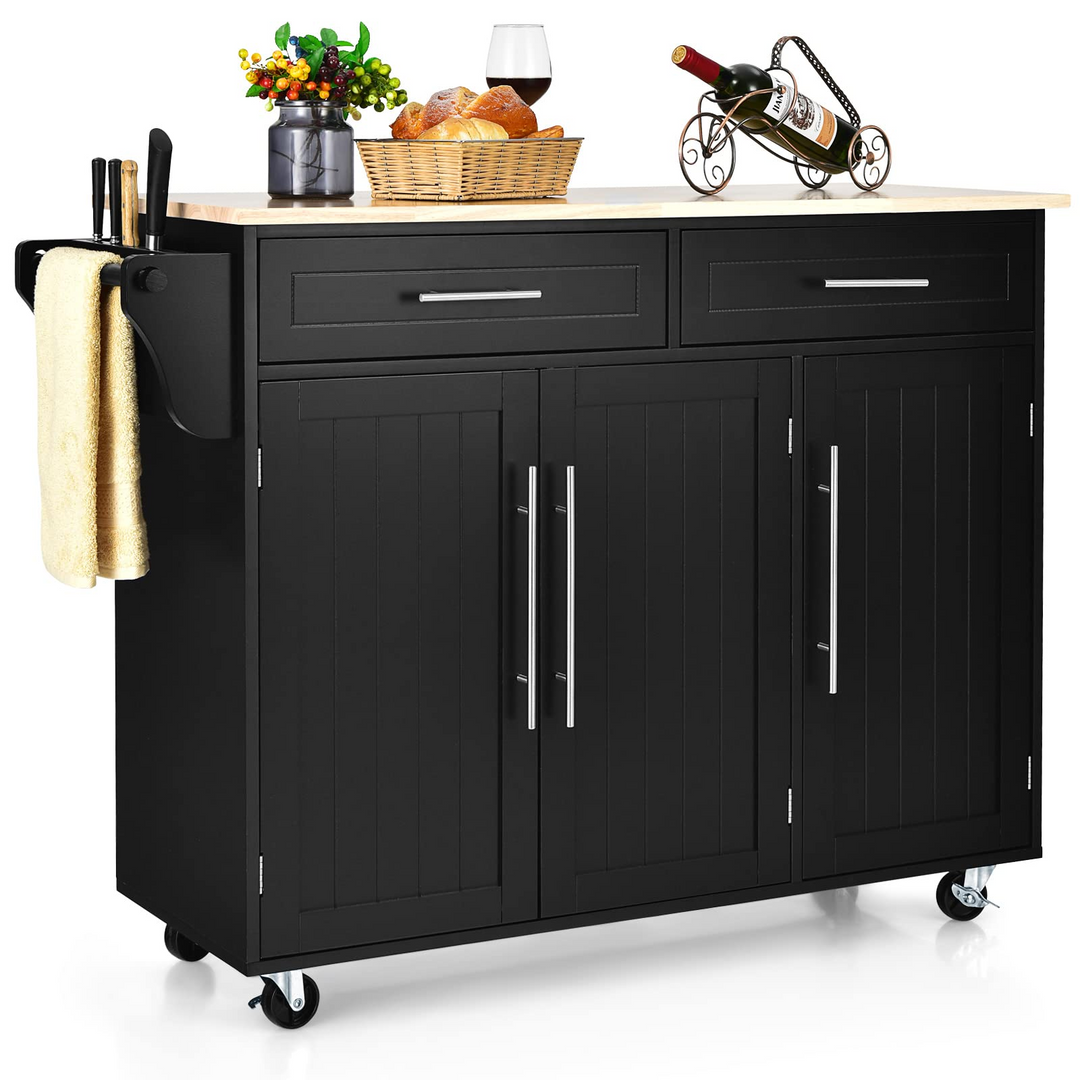 Giantex Kitchen Island Cart , 2 Drawers, 3 Door Cabinet