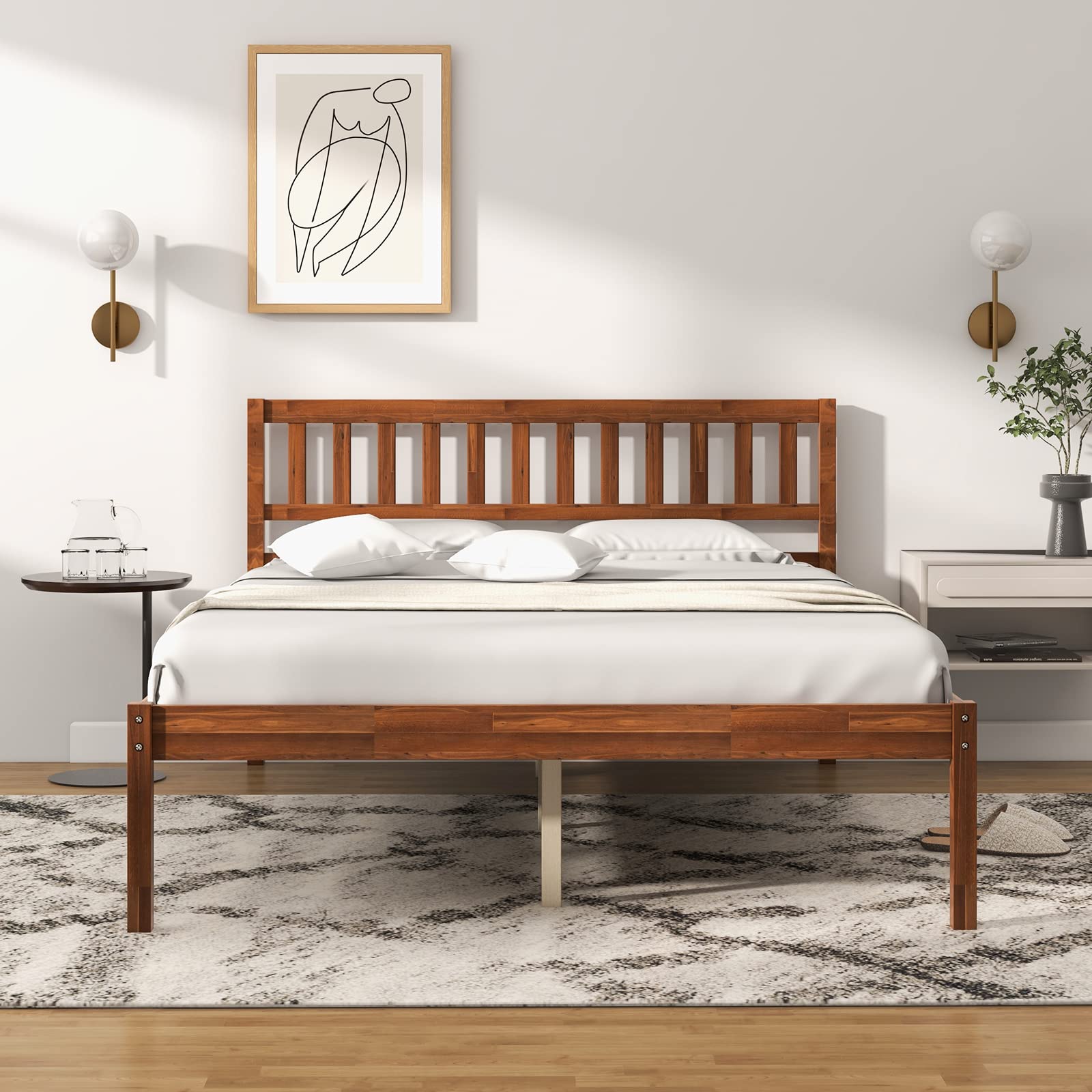 Giantex Wood Bed Frame with Headboard