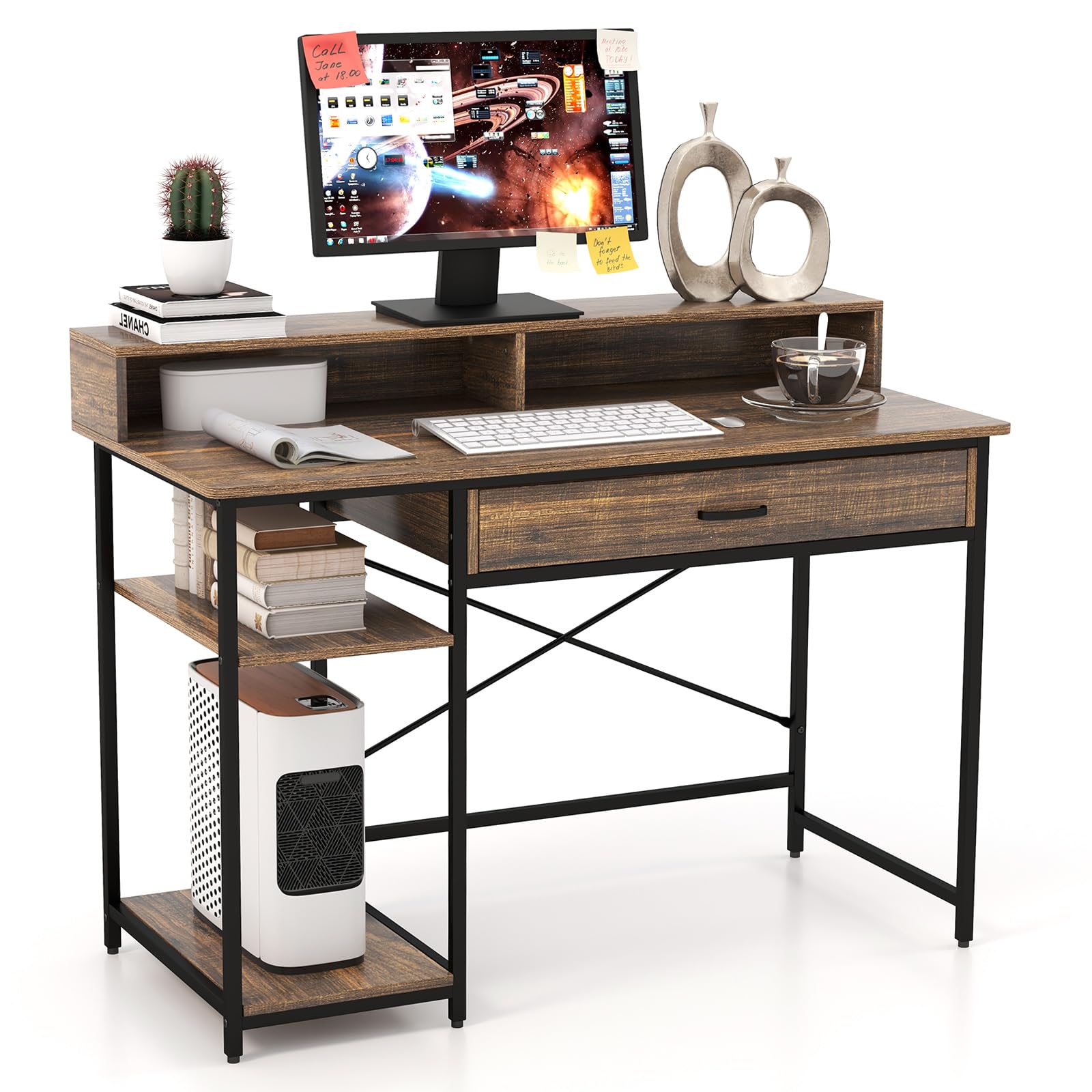 Giantex Computer Desk with Monitor Shelf