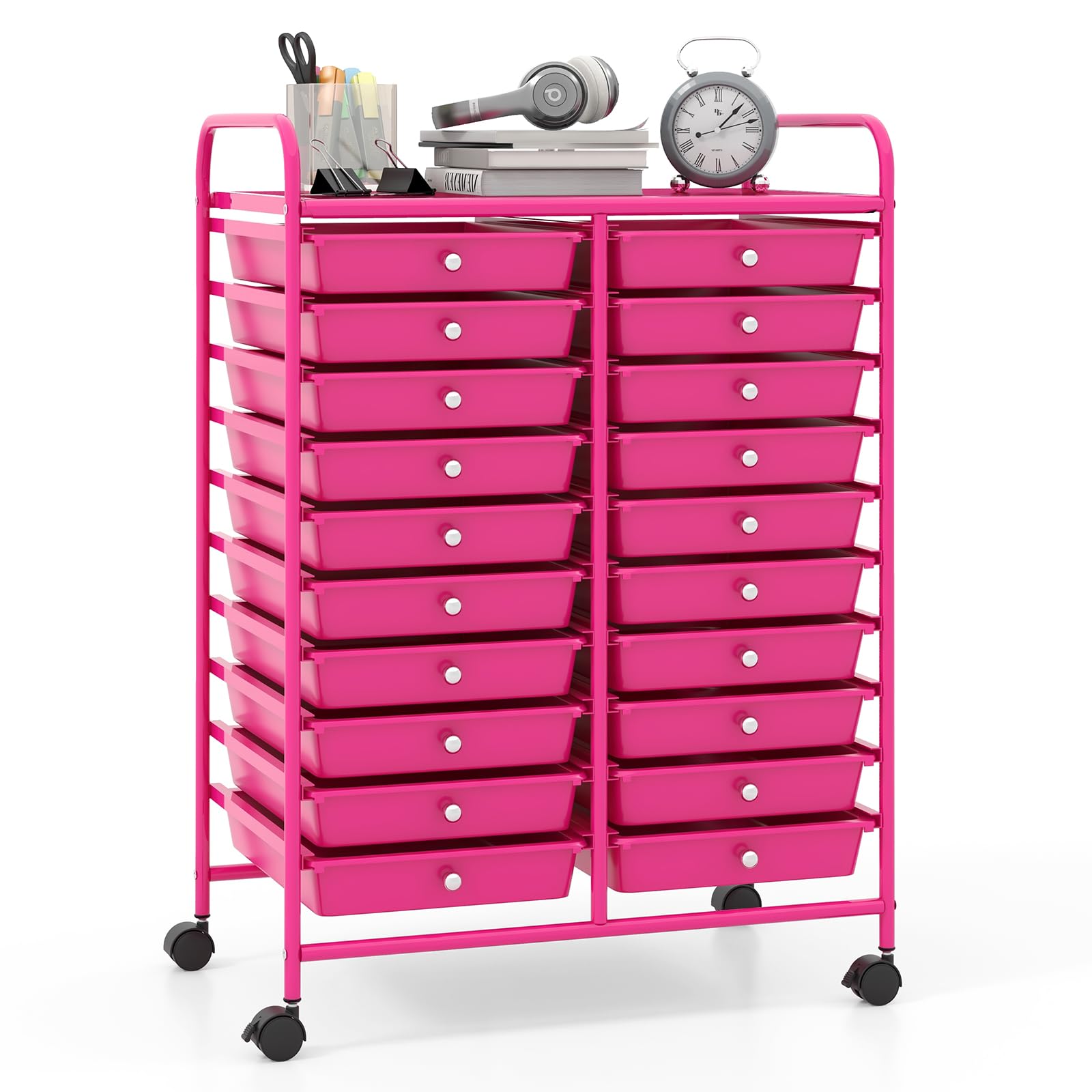 Giantex Storage Drawer Carts, 20-Drawer Organizer, Utility Cart on Wheels