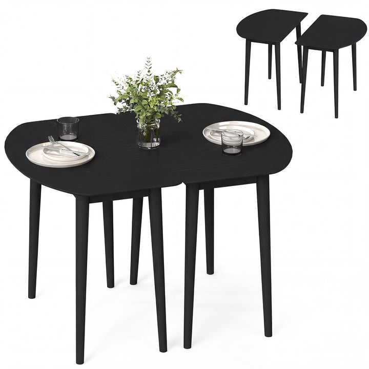 Giantex Dining Table Set with 2 Half-Round Dinner Tables for 4-6 45" Farmhouse Extendable Kitchen Table