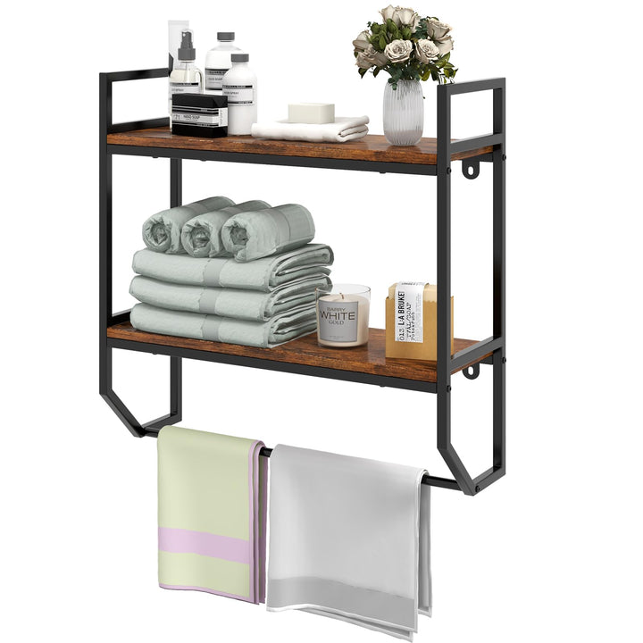 Giantex Wall Mounted Bathroom Shelves with Towel Bar