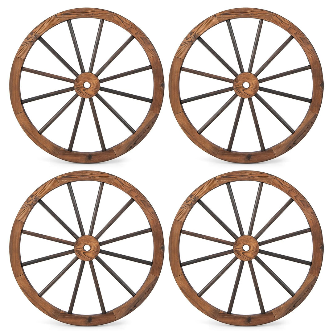Giantex 30-Inch Wagon Wheels 4 Pieces, Decorative Wooden Wheels