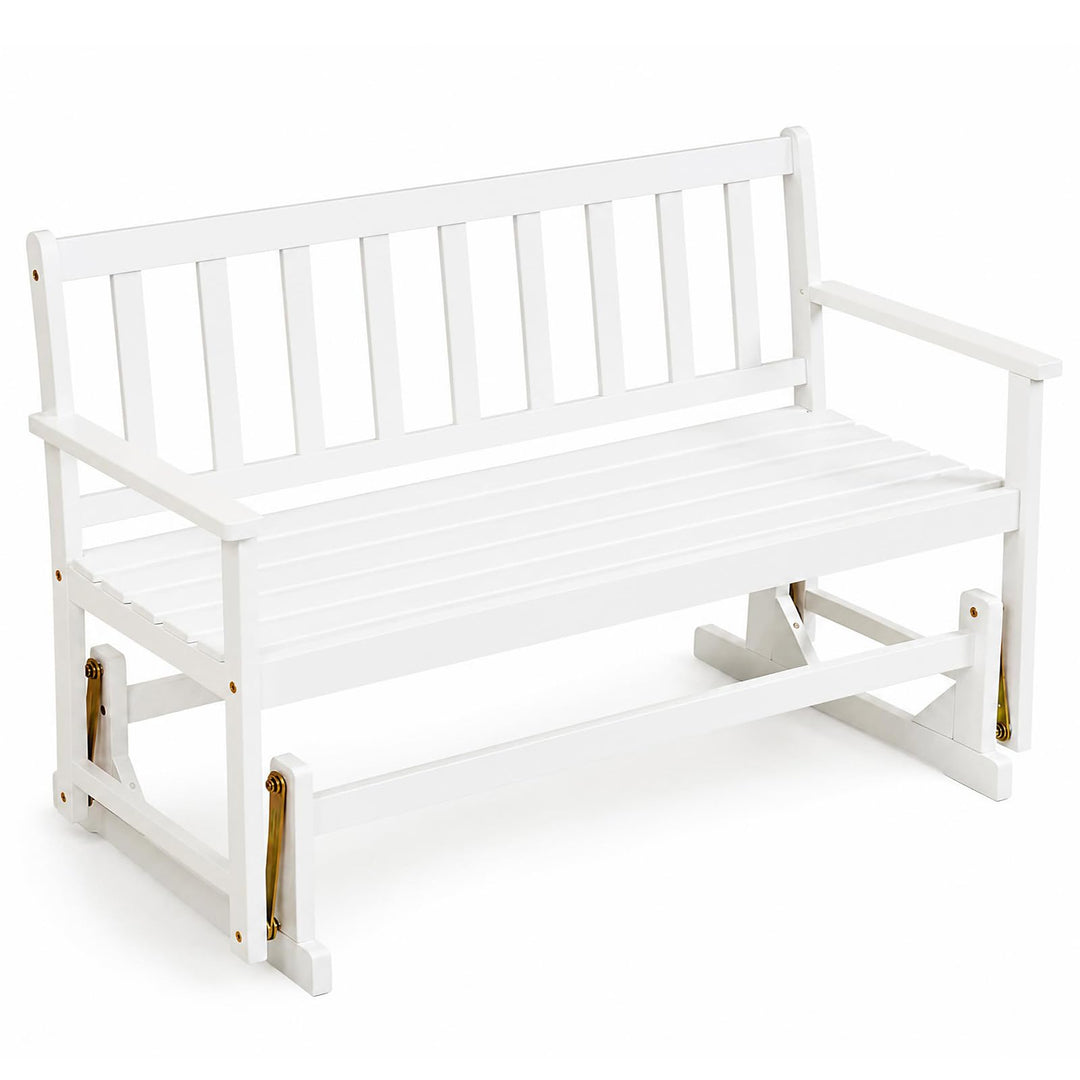 GIANTEX 2-Person Acacia Wood Outdoor Glider Bench with Load 800 LBS