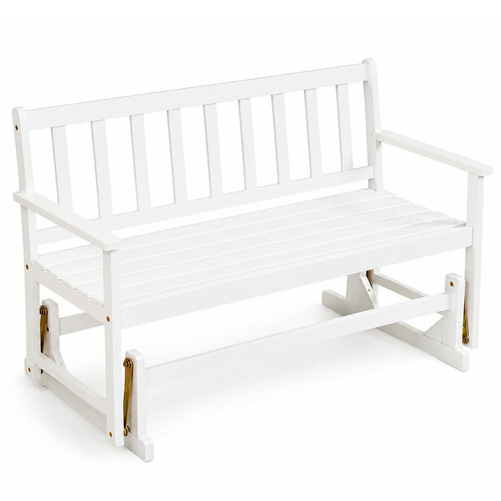 GIANTEX 2-Person Acacia Wood Outdoor Glider Bench with Load 800 LBS