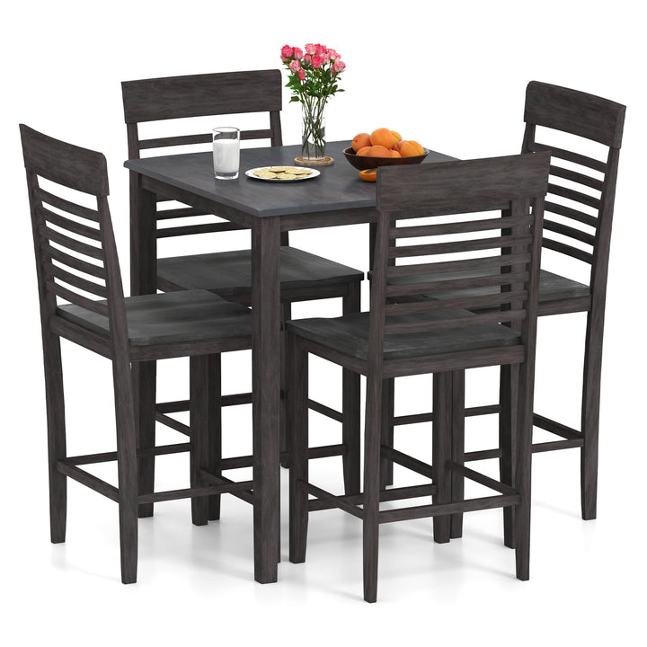 Giantex Counter-Height Square Kitchen Table and 4 Chairs Set with Rubber Wood Frame