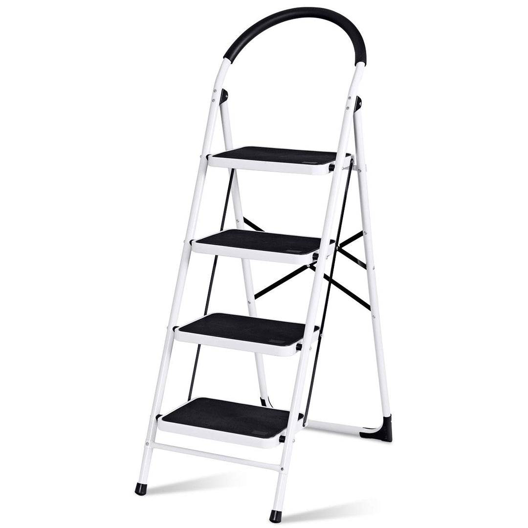 Giantex 4 Step Ladder Folding Step Stool with Anti-Slip Pedal Platform Metal Frame