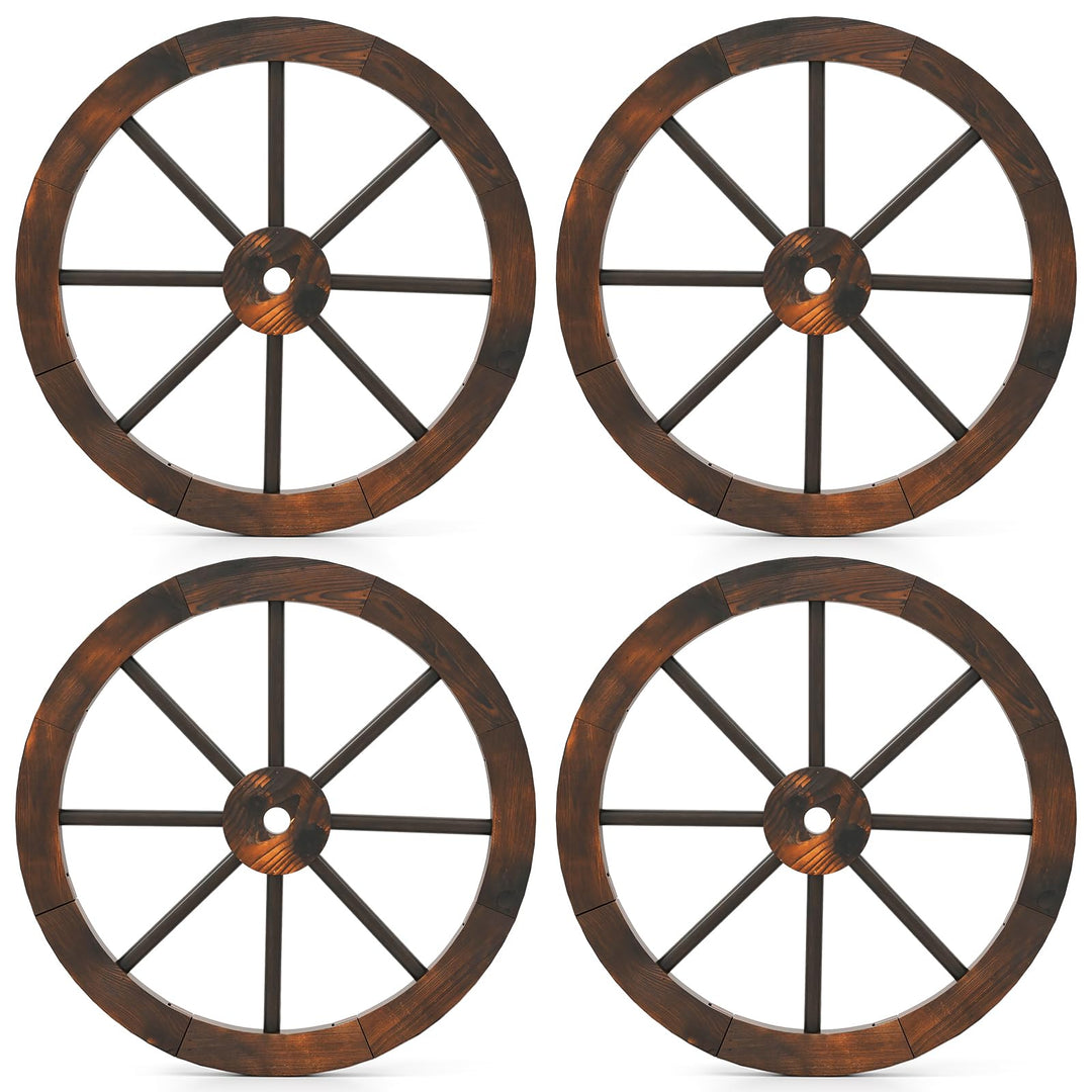 Giantex 24-Inch Wagon Wheels 2/4 Pieces Carbonized Solid Fir Wood