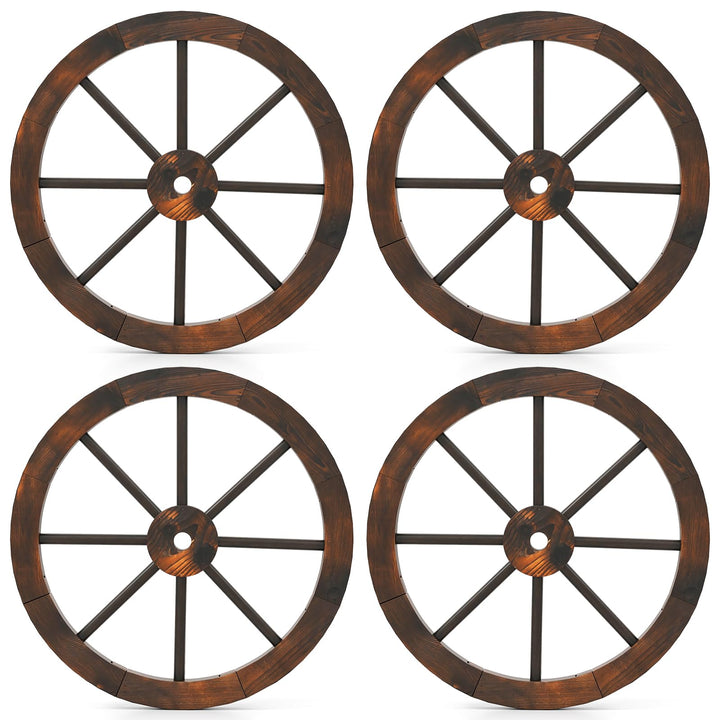 Giantex 24-Inch Wagon Wheels 2/4 Pieces Carbonized Solid Fir Wood